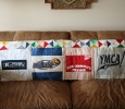 During this process I learned T-shirt fabric, even with stiffener is not easy to quilt.