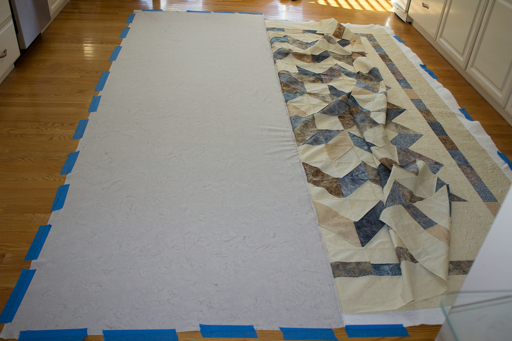taping backing to floor