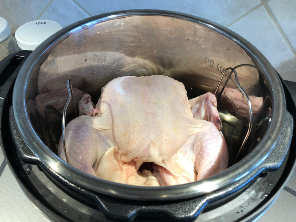 Place chicken in pot